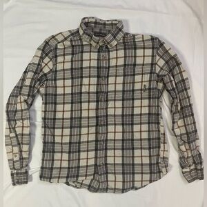 Eddie Bauer Black and Brown Plaid Casual Shirt